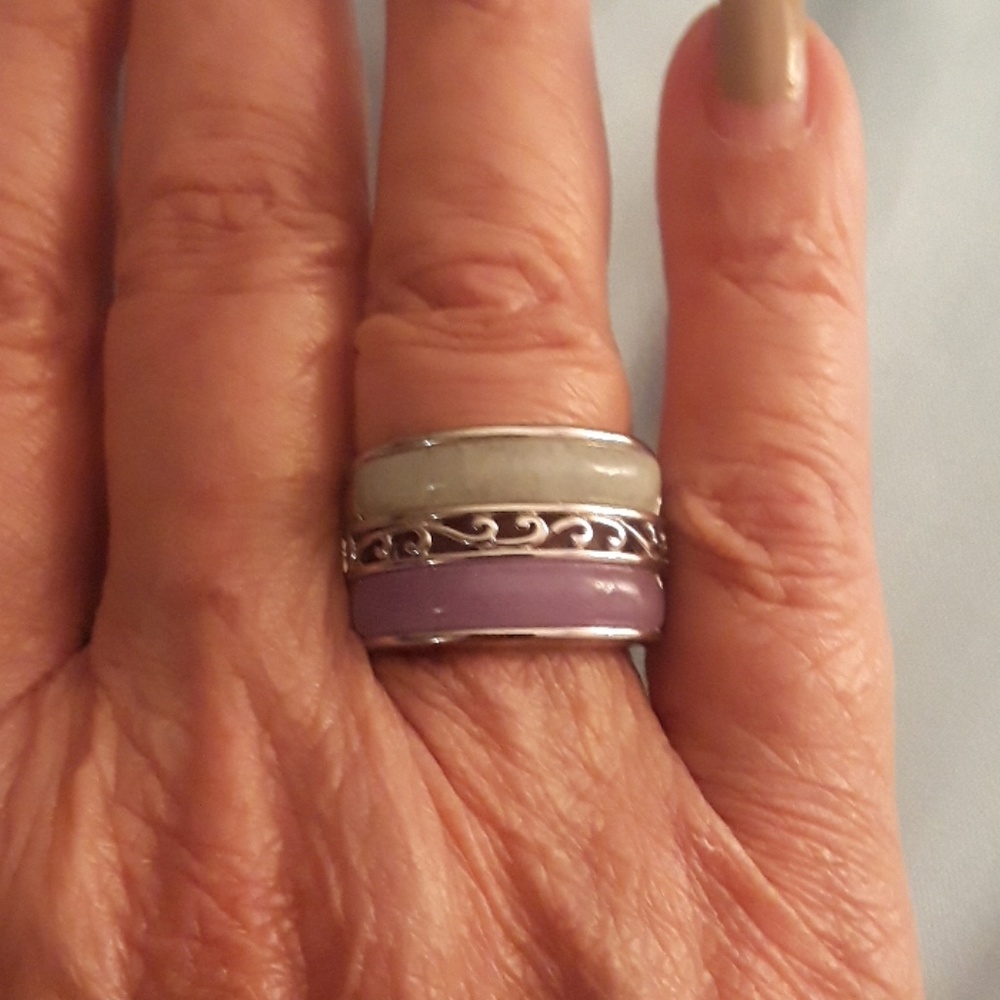 .925 Sterling Silver Jade Ring